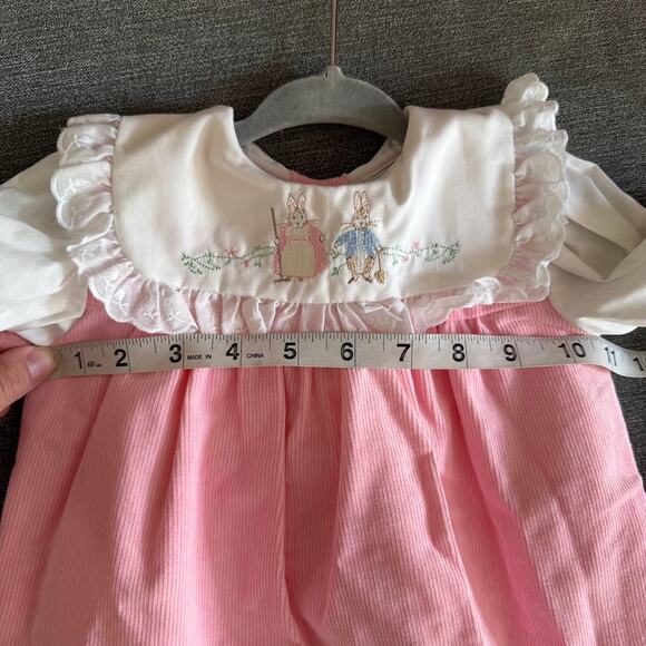 Beatrix Potter Original Pink Embroidered Peter Rabbit Dress 6-9 Baby Girl New - Picture 6 of 9